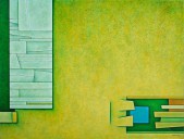 Gunther Gerzso, "Blanco-Verde-Azul", oil on masonite, 19 5/8 × 25 5/8 inches, 1991 Gunther Gerzso, "Blanco-Verde-Azul", oil on masonite, 19 5/8 × 25 5/8 inches, 1991