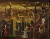 Leonora Carrington, "999", oil on canvas, 27¾ × 35½ inches, 1948 Leonora Carrington, "999", oil on canvas, 27¾ × 35½ inches, 1948